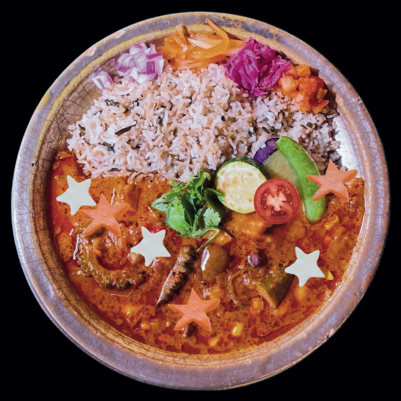 『甘口チキンカレー』キットで作った甘口チキンカレーの盛り付け例